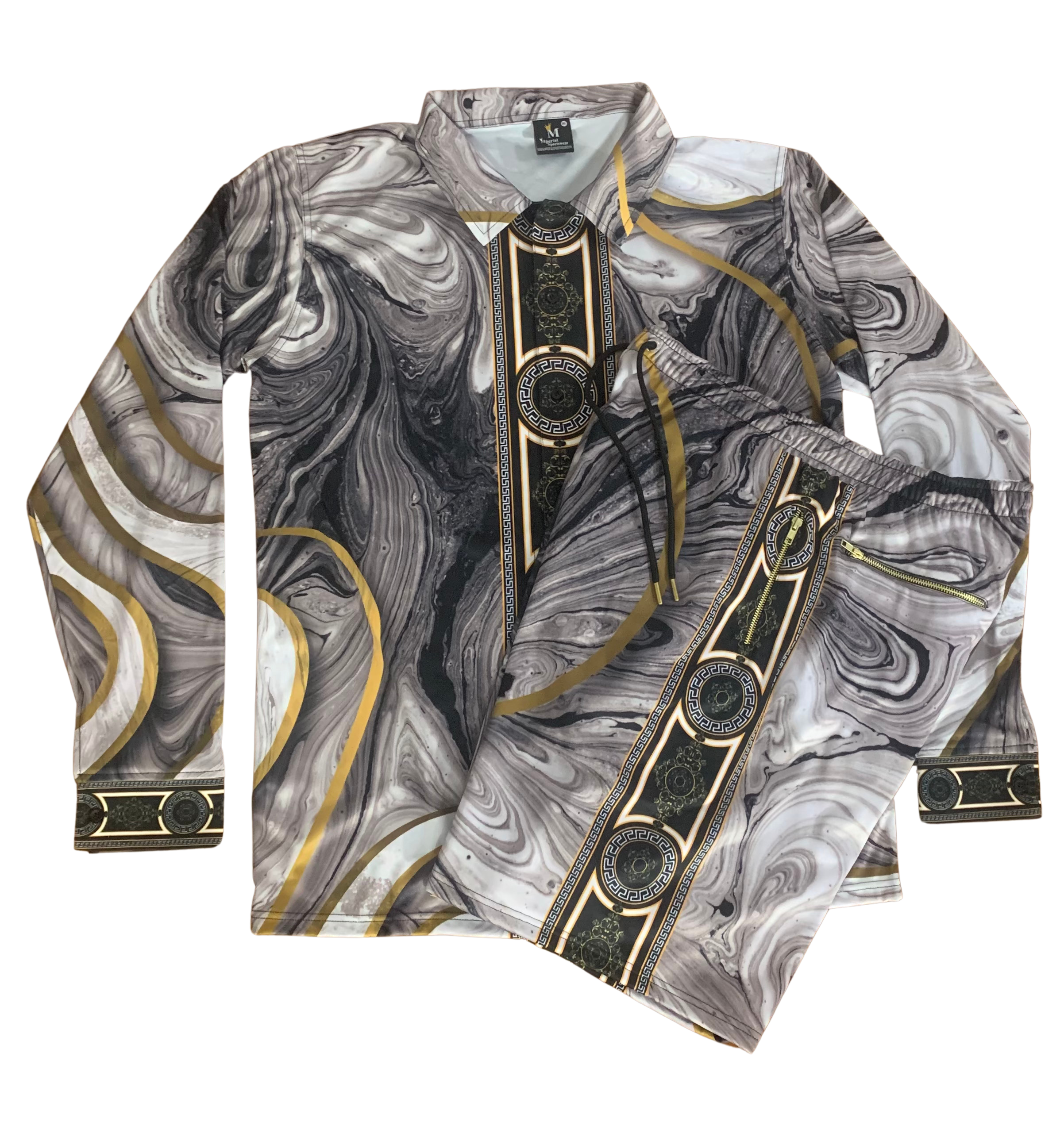 Marble Button Down LS