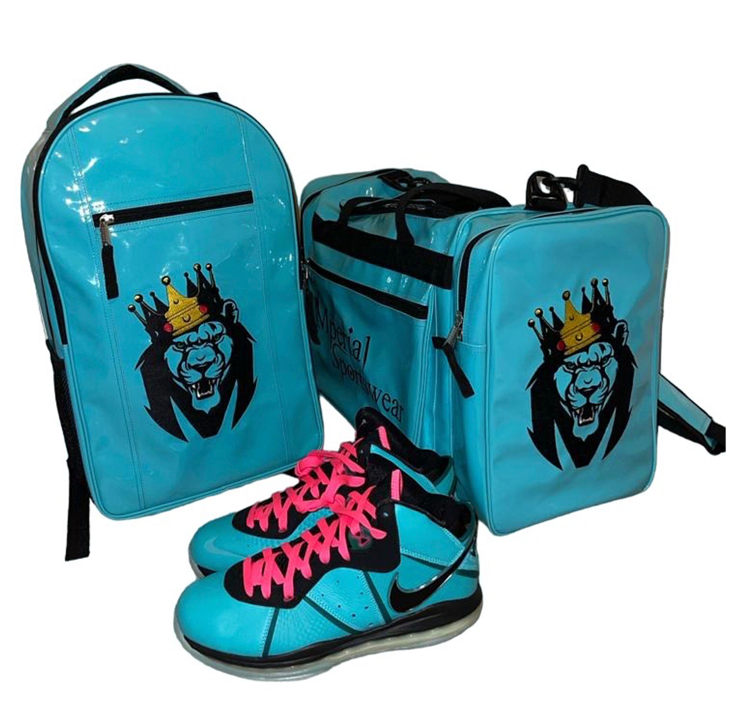 Mperial Teal Liquid Leather Backpack & Duffle Bag (Carry-on size)