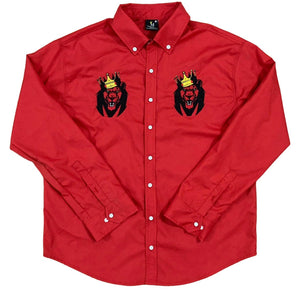 Mperial Lion Button-Down Polo (red)