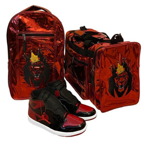 Mperial Red Liquid Leather Backpack & Duffle Bag (Carry-on size)
