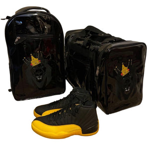 Mperial Black Liquid Leather Backpack & Duffle Bag (Carry-on size)