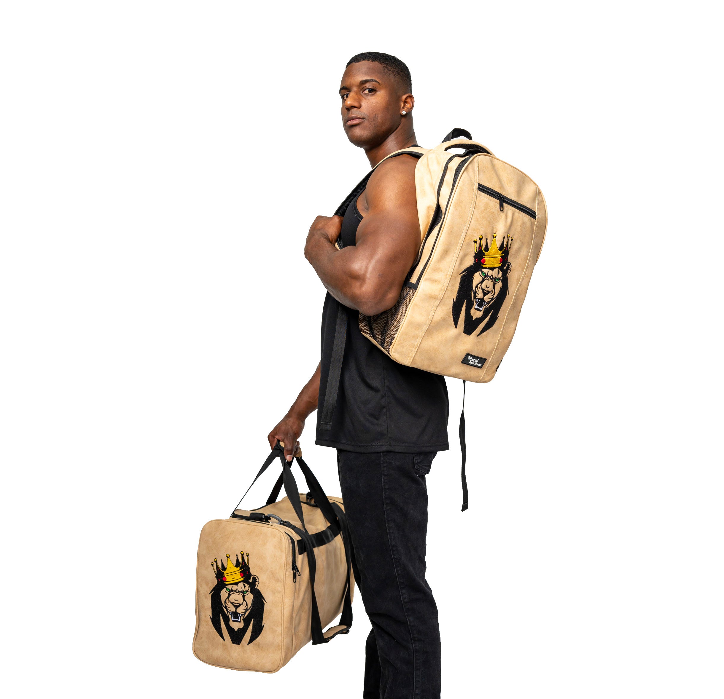 Mperial Off White Leather Backpack & Duffle Bag (Carry-on size)