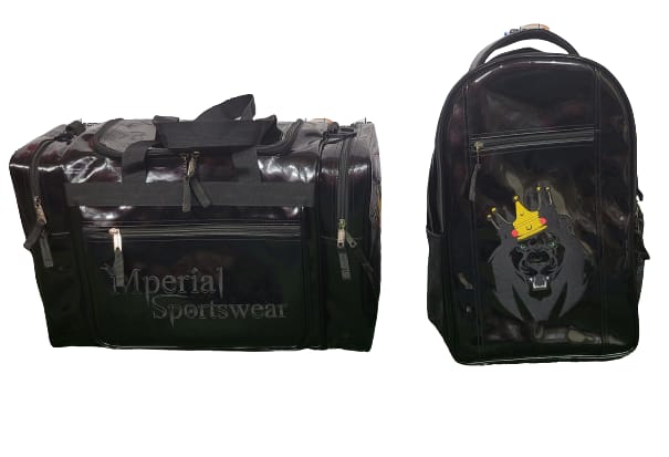 Mperial Black Liquid Leather Backpack & Duffle Bag (Carry-on size)