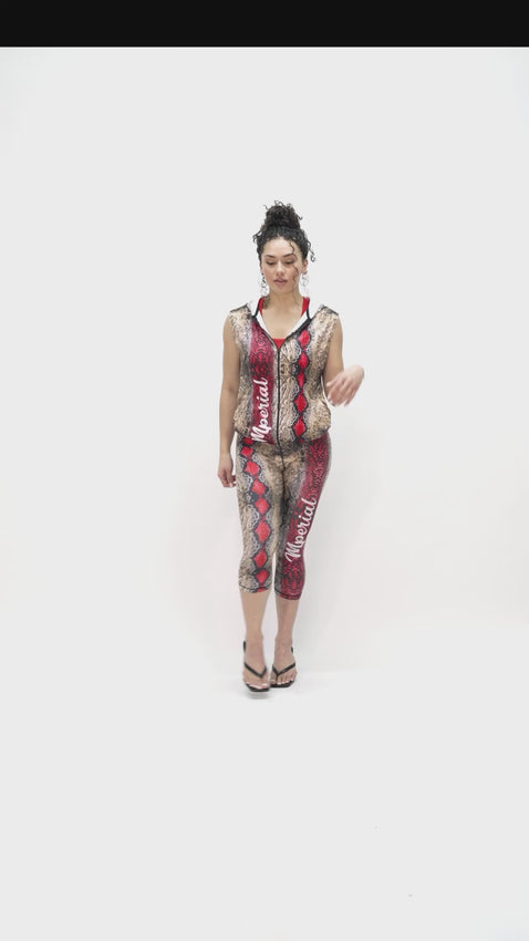 Model is 5'7 150lbs wearing size small leggings and medium tops