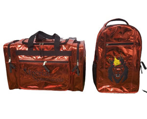 Mperial Red Liquid Leather Backpack & Duffle Bag (Carry-on size)
