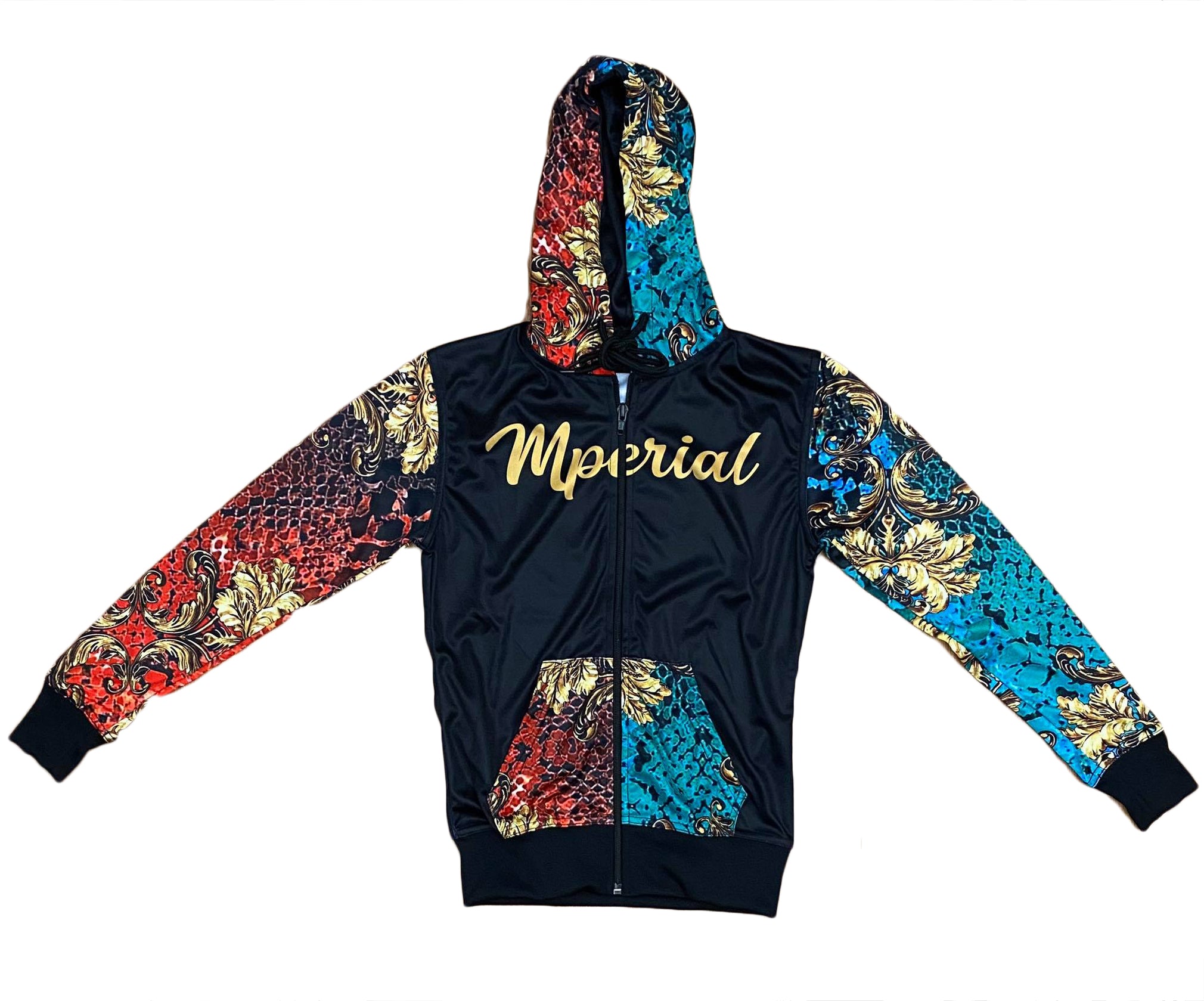 Women's Golden Roses Zip Up Hoodie Jacket