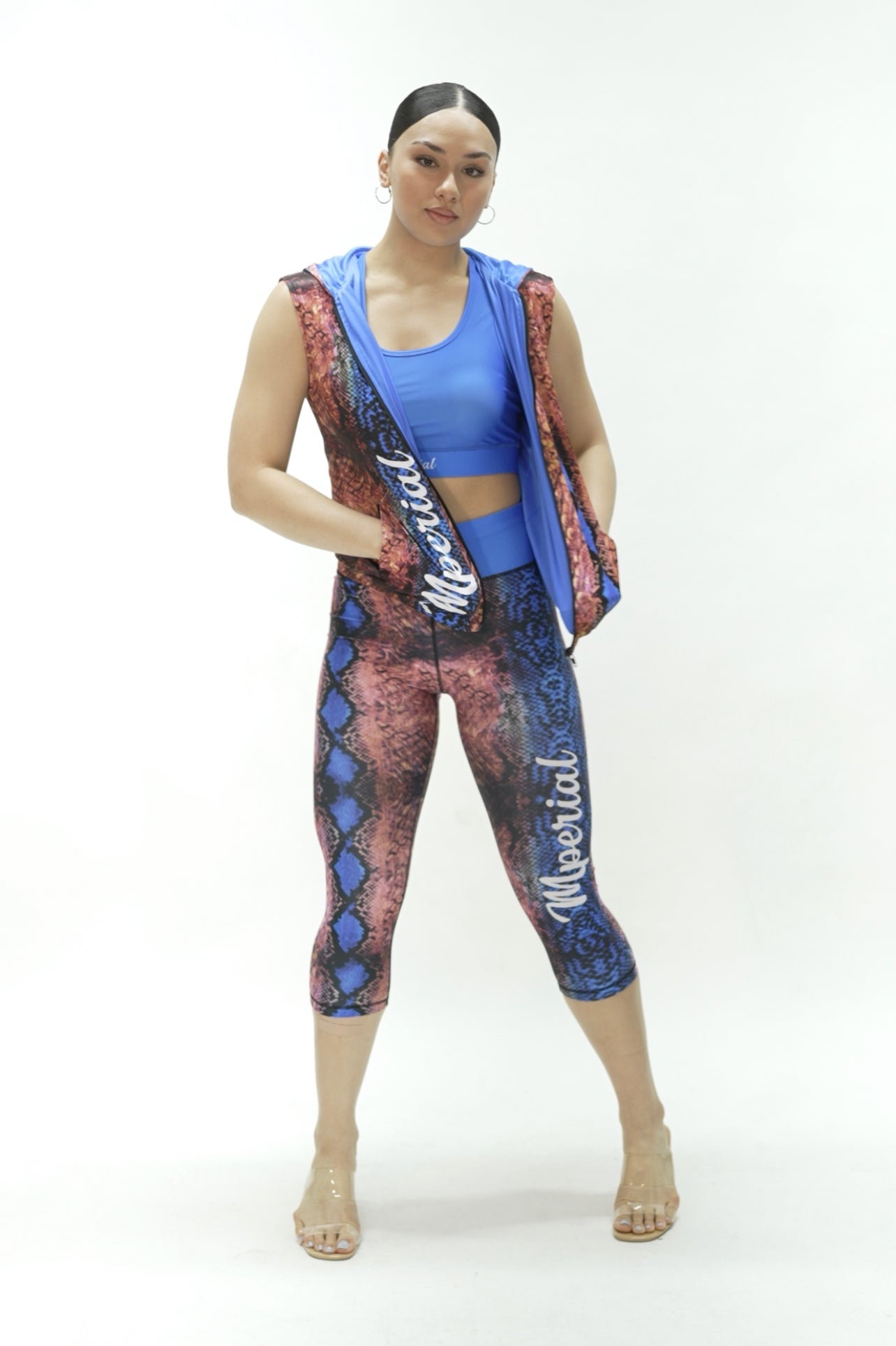 Royal Python Sleeveless Zip Up Hoodie