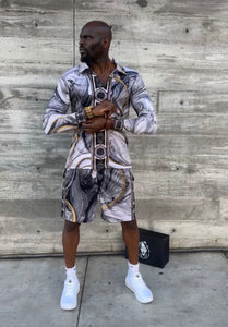 Marble Button Down LS