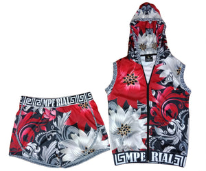 Women's Steel Flowers Sleeveless Zip Up Hoodie and Short Set