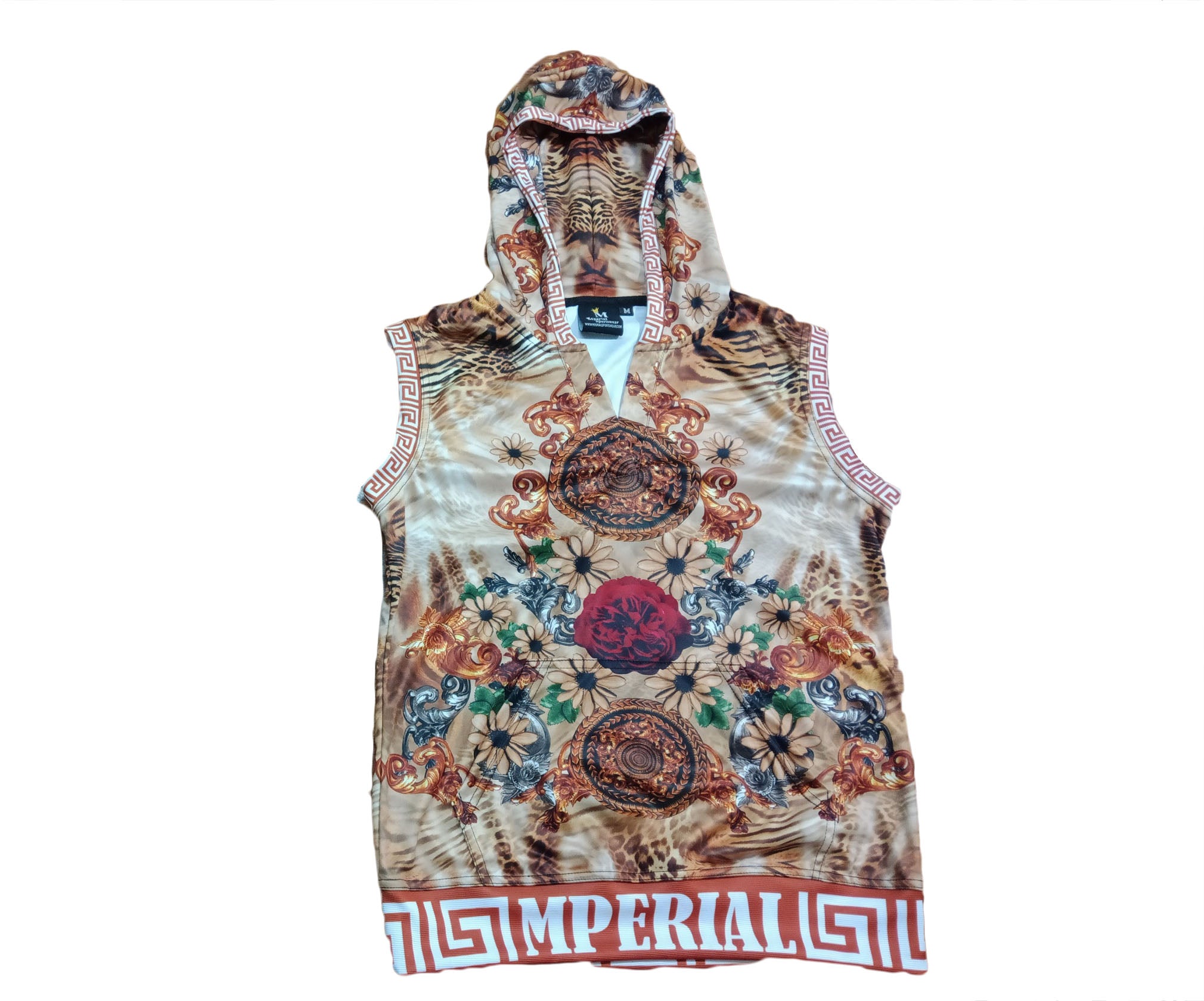 Women's Medallions Sleeveless V-neck Hoodie
