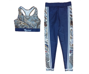 High Class Blue Paisley Leggings
