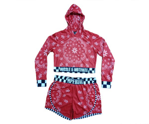 Women's Hussle & Motivate Crop Top and Short Set (red)