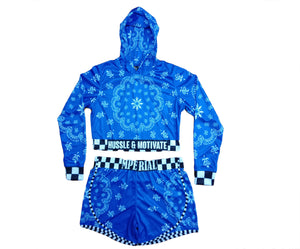 Women's Hussle & Motivate Crop Top and Short Set (royal)