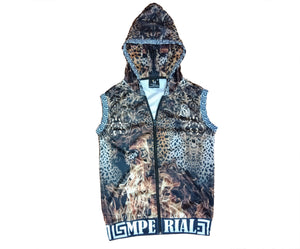 Leopard on Fire Sleeveless Zip up Hoodie