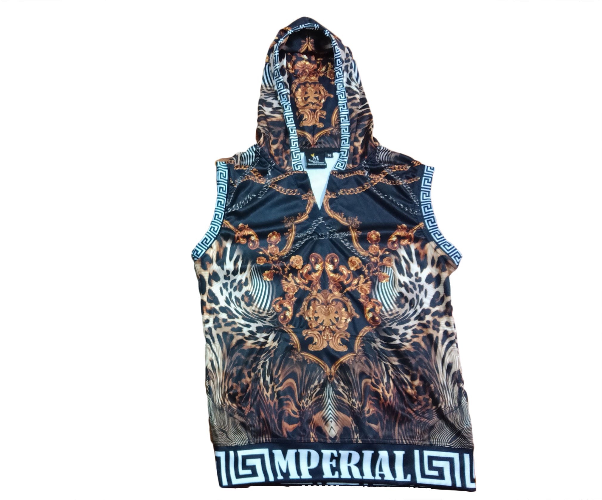 Leopard Lux Sleeveless V-neck Pullover Hoodie