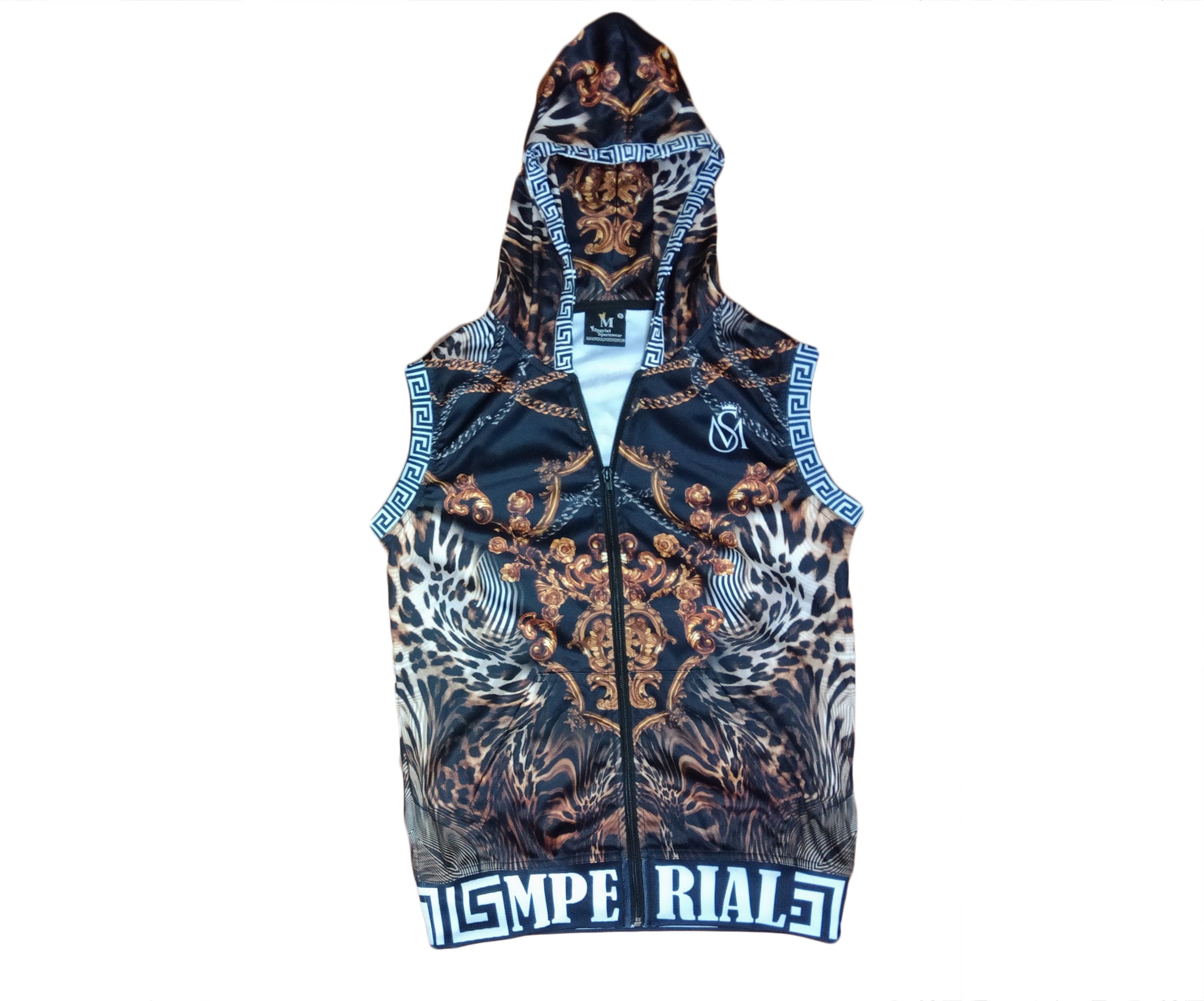 Leopard Lux Sleeveless Zip Up Hoodie