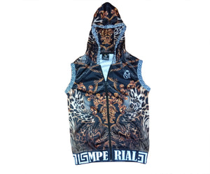 Leopard Lux Sleeveless Zip Up Hoodie