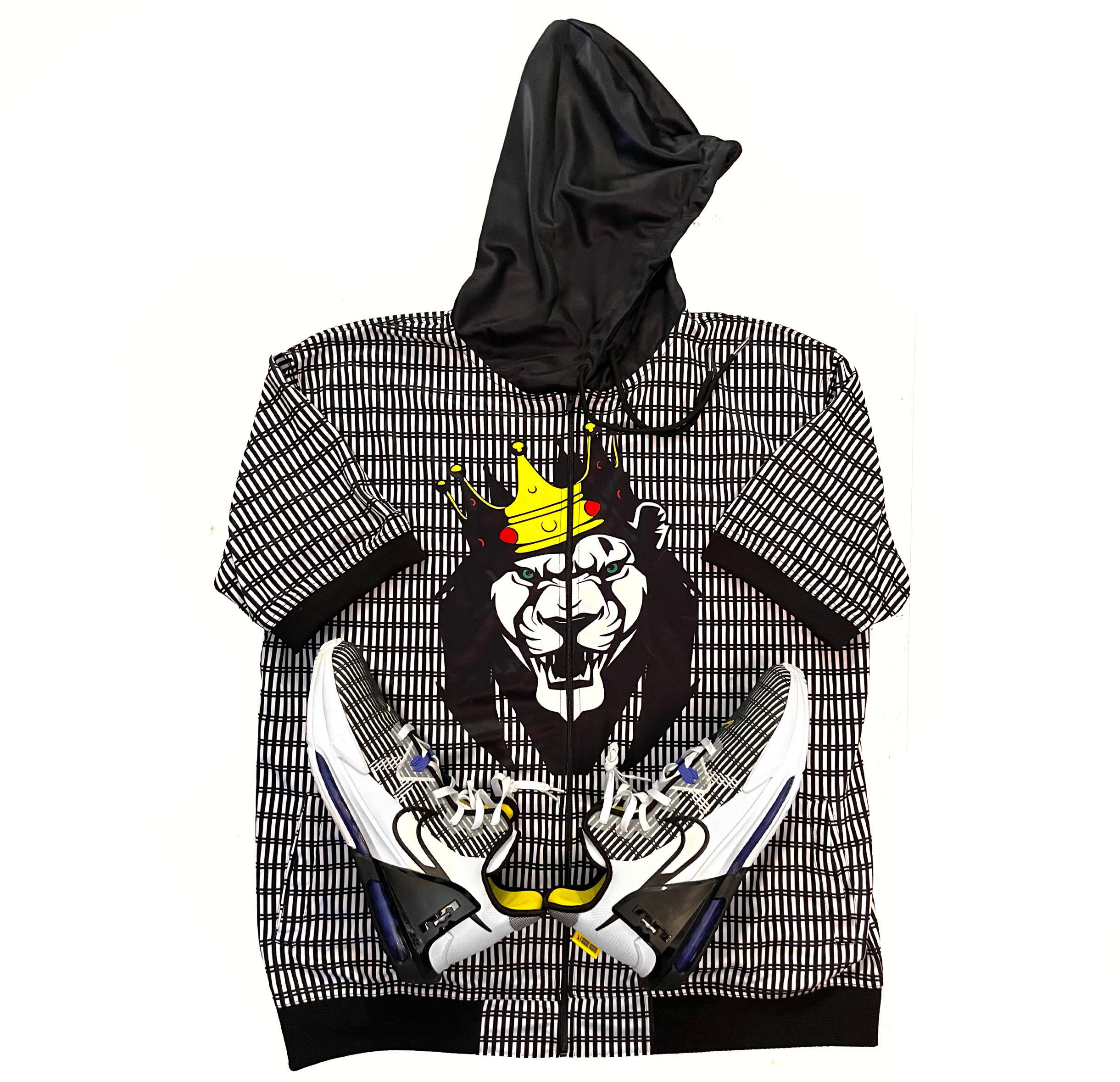 Mperial Pinstripes Short Sleeve Hoodie Jacket