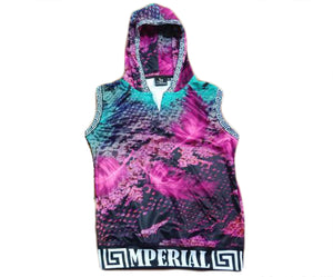 Snake Feathers Sleeveless V-neck Pullover Hoodie