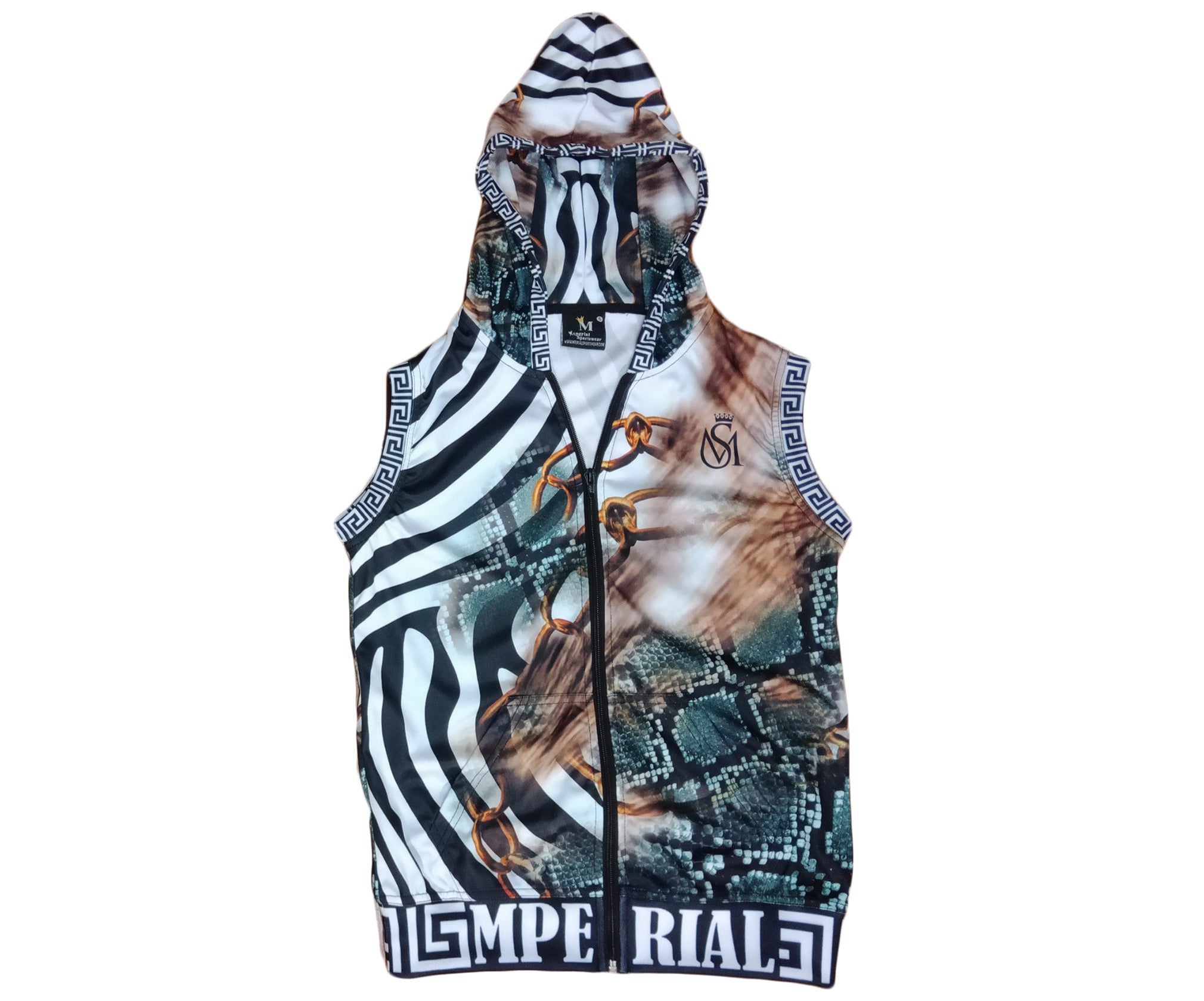 Wildlife Teal Sleeveless Zip Up Hoodie