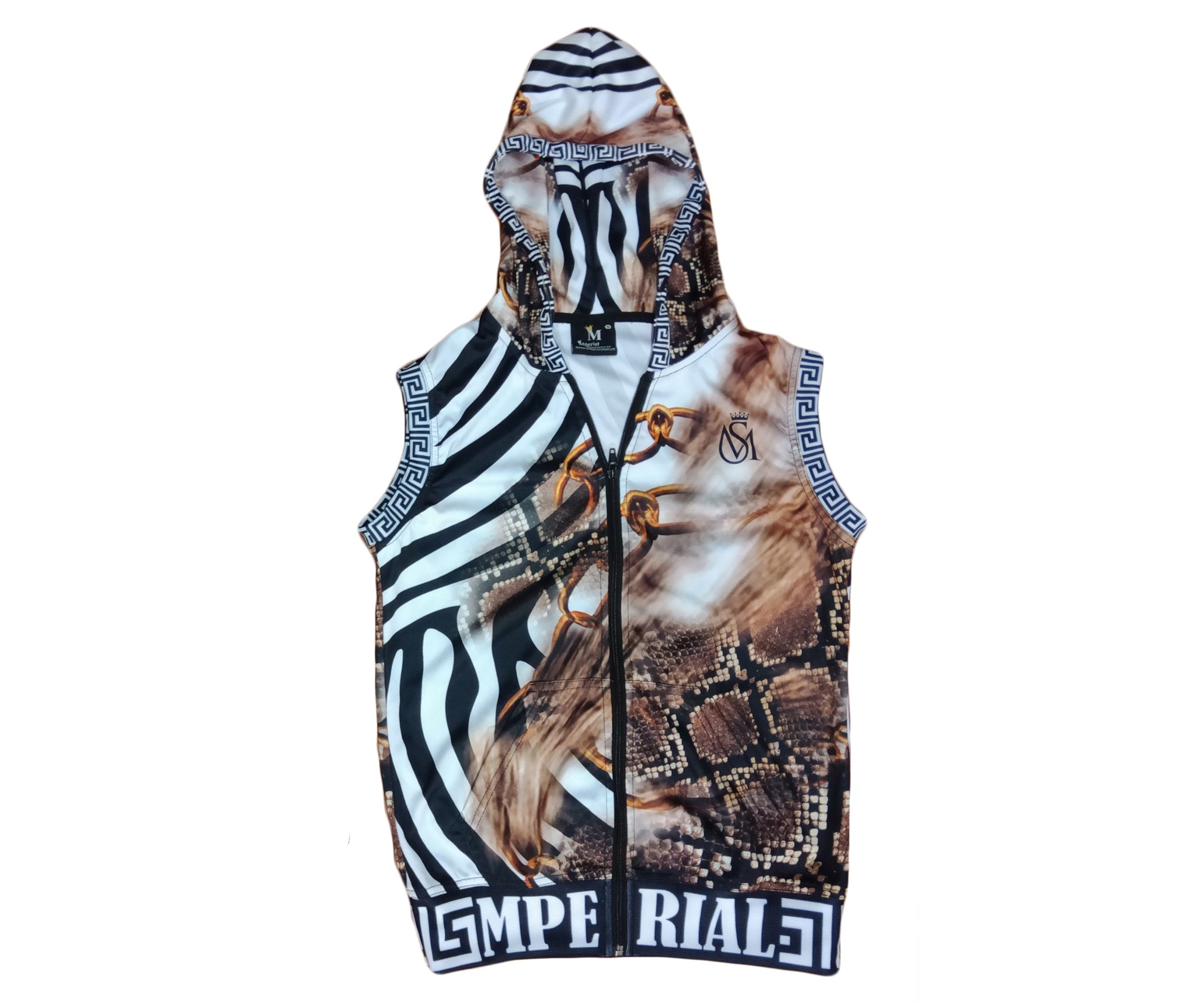 Wildlife Brown Sleeveless Zip Up Hoodie